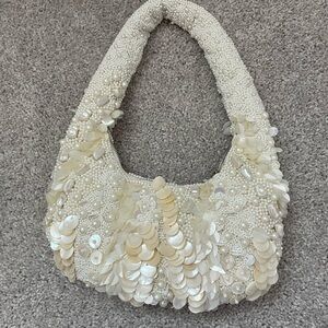 Tjmaxx viral beaded bag- Elegant Cream Beaded Women's Bag